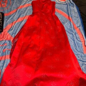 Morgan & Co. Sparkling Red Strapless Dress